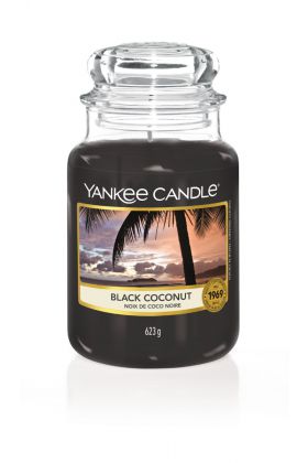 Yankee Candle Black Coconut - Duży Słoik Świecy 623g - Zapach Egzotycznego Raju